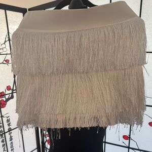 SHEIN White Fringe Mini Skirt